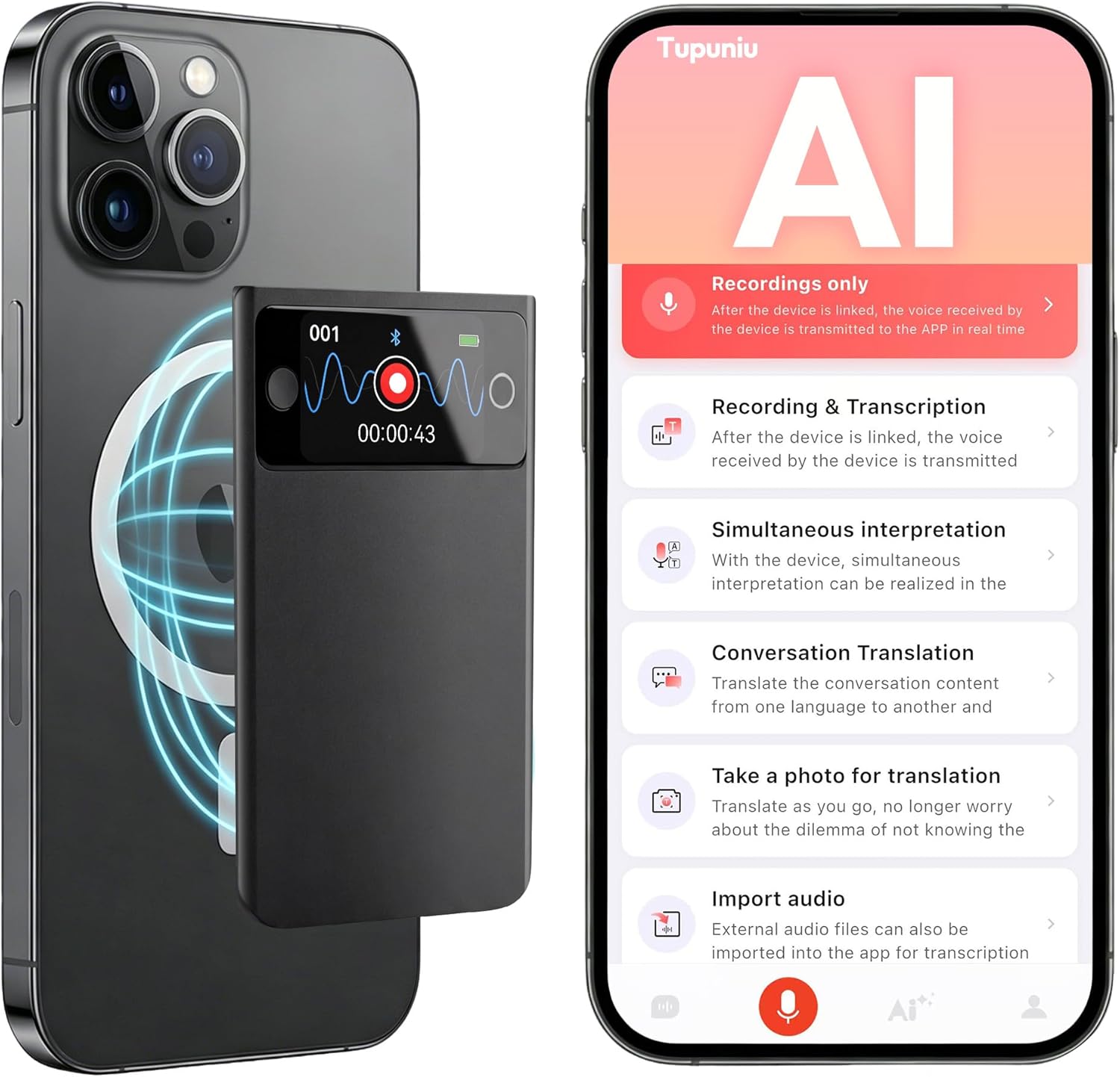 AI Voice Recorder with Real-Time Translation 255 L... - Image 2