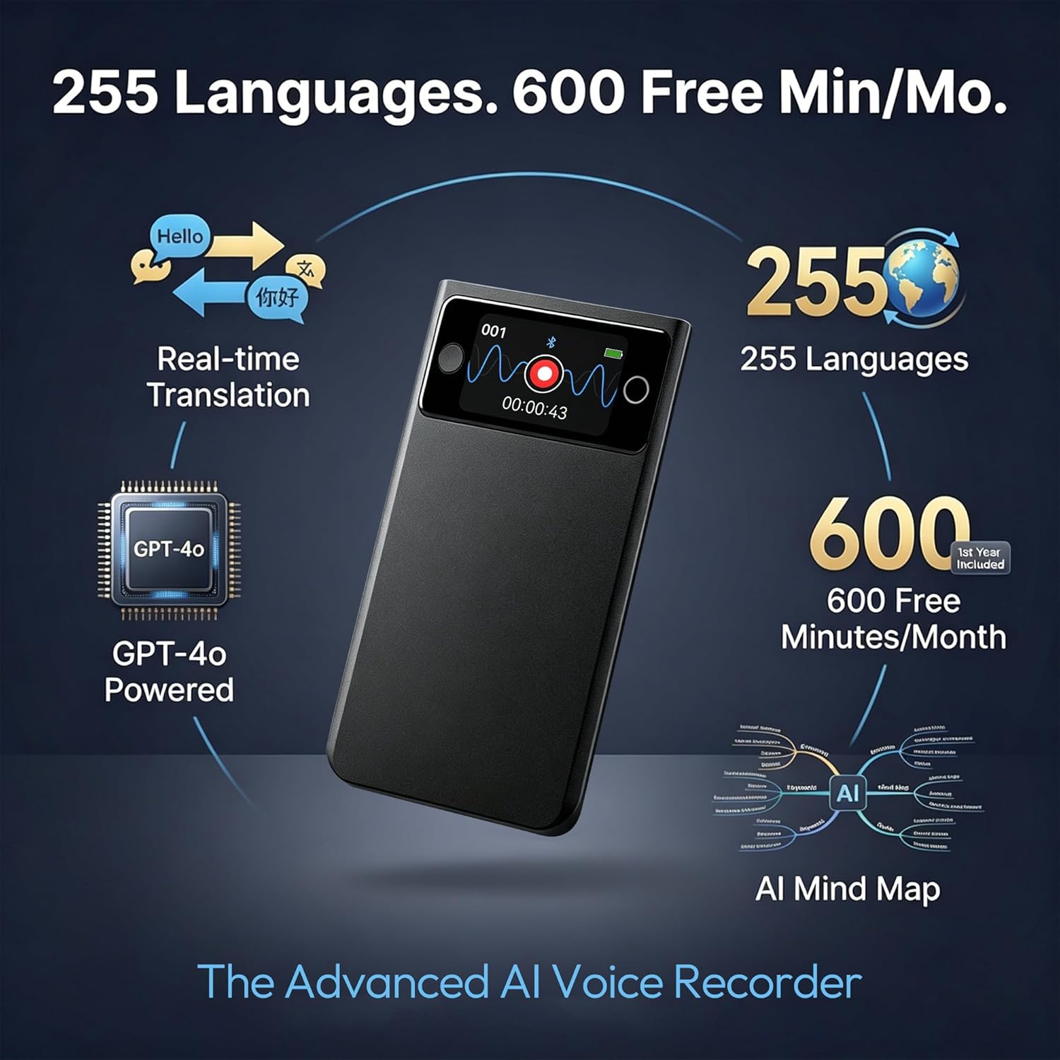 AI Voice Recorder with Real-Time Translation 255 L... - Image 3