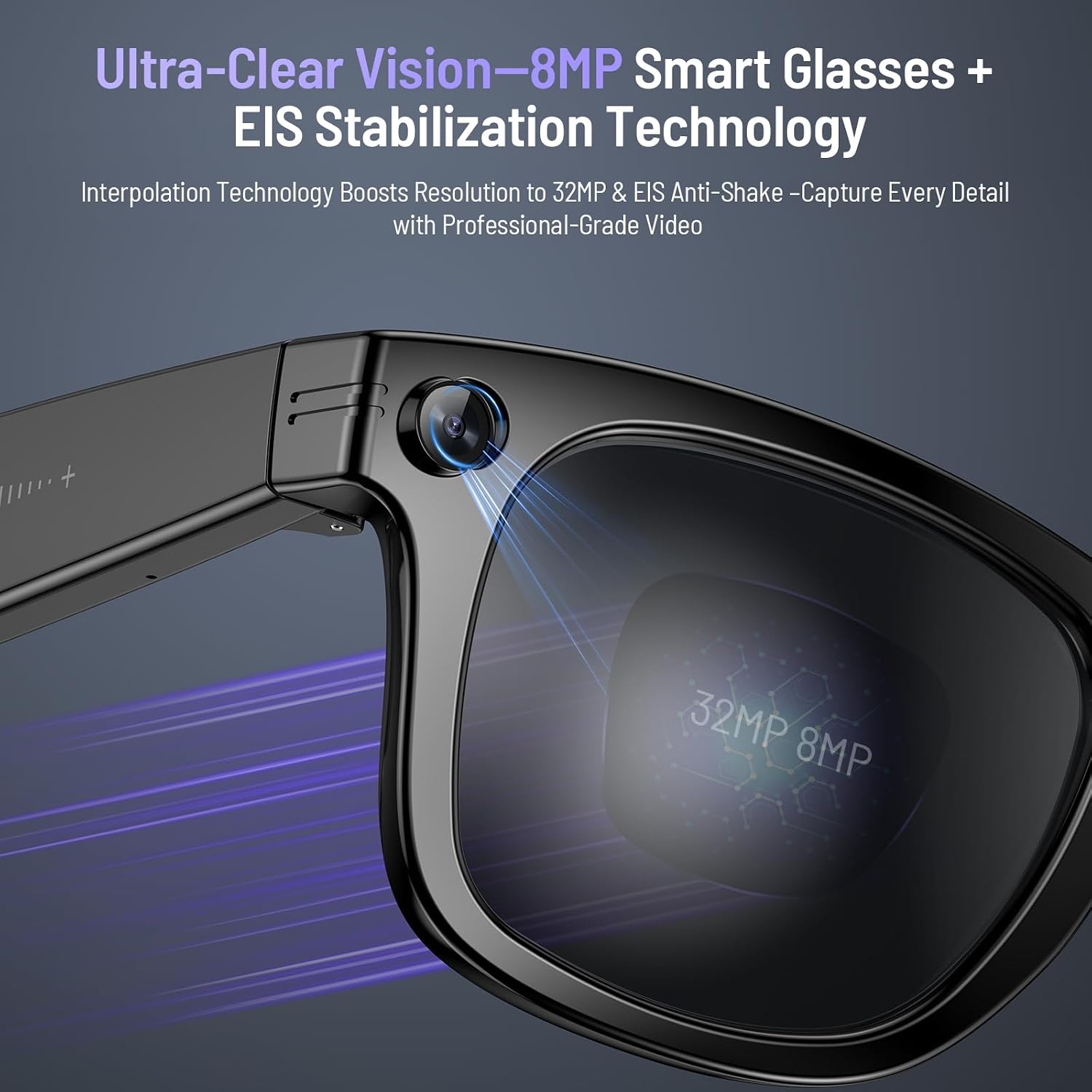 White AI Camera Glasses, Blue Light Lens | 8MP 4K ... - Image 3