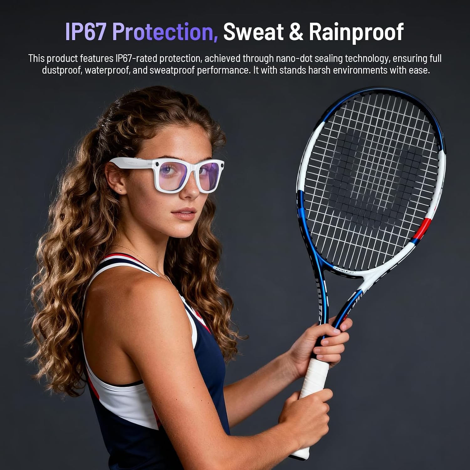White AI Camera Glasses, Blue Light Lens | 8MP 4K ... - Image 9