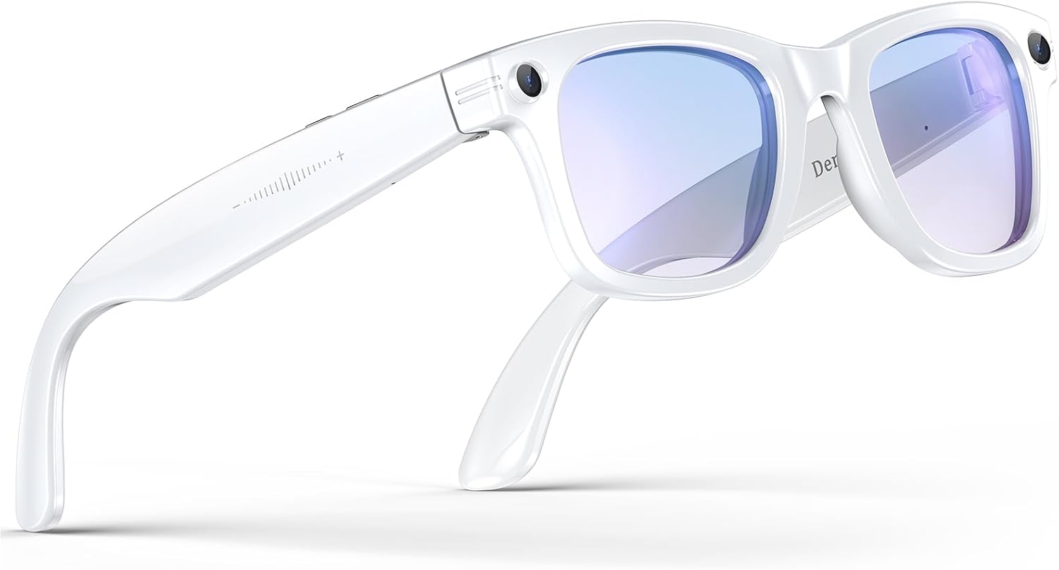 White AI Camera Glasses, Blue Light Lens | 8MP 4K ... - Image 2