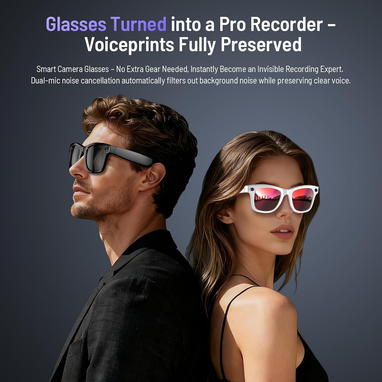 White AI Camera Glasses, Blue Light Lens | 8MP 4K ... - Image 10
