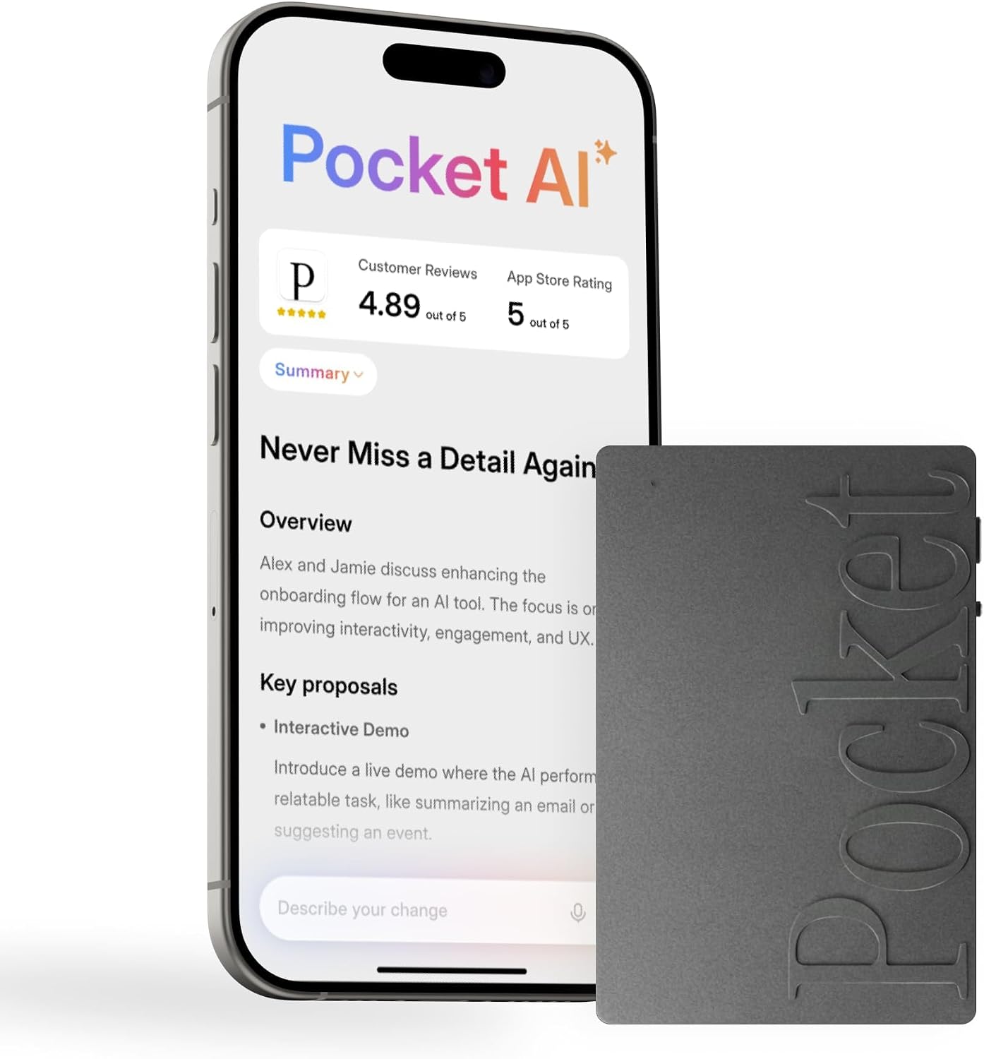 Pocket AI Voice Recorder, Auto Transcription, AI N... - Image 2