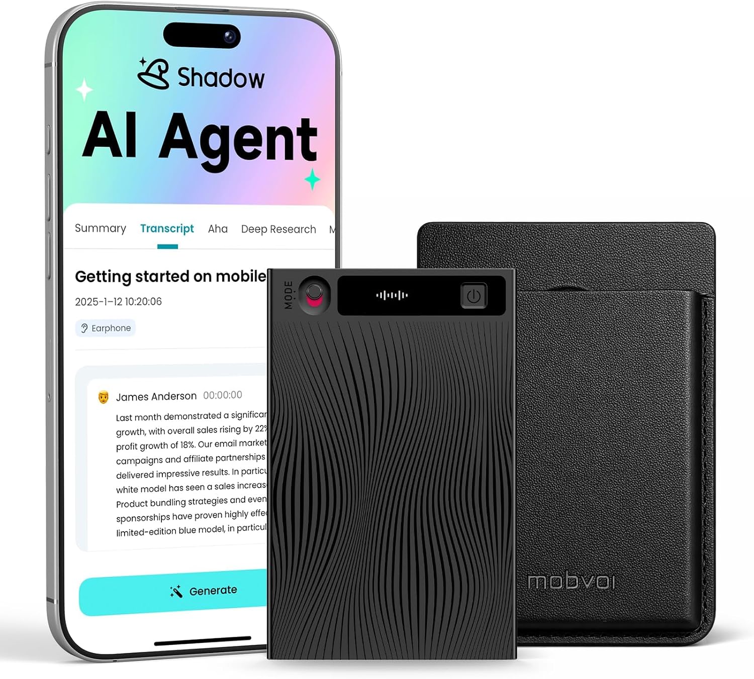 Mobvoi TicNote AI Voice Recorder, AI Transcription... - Image 2