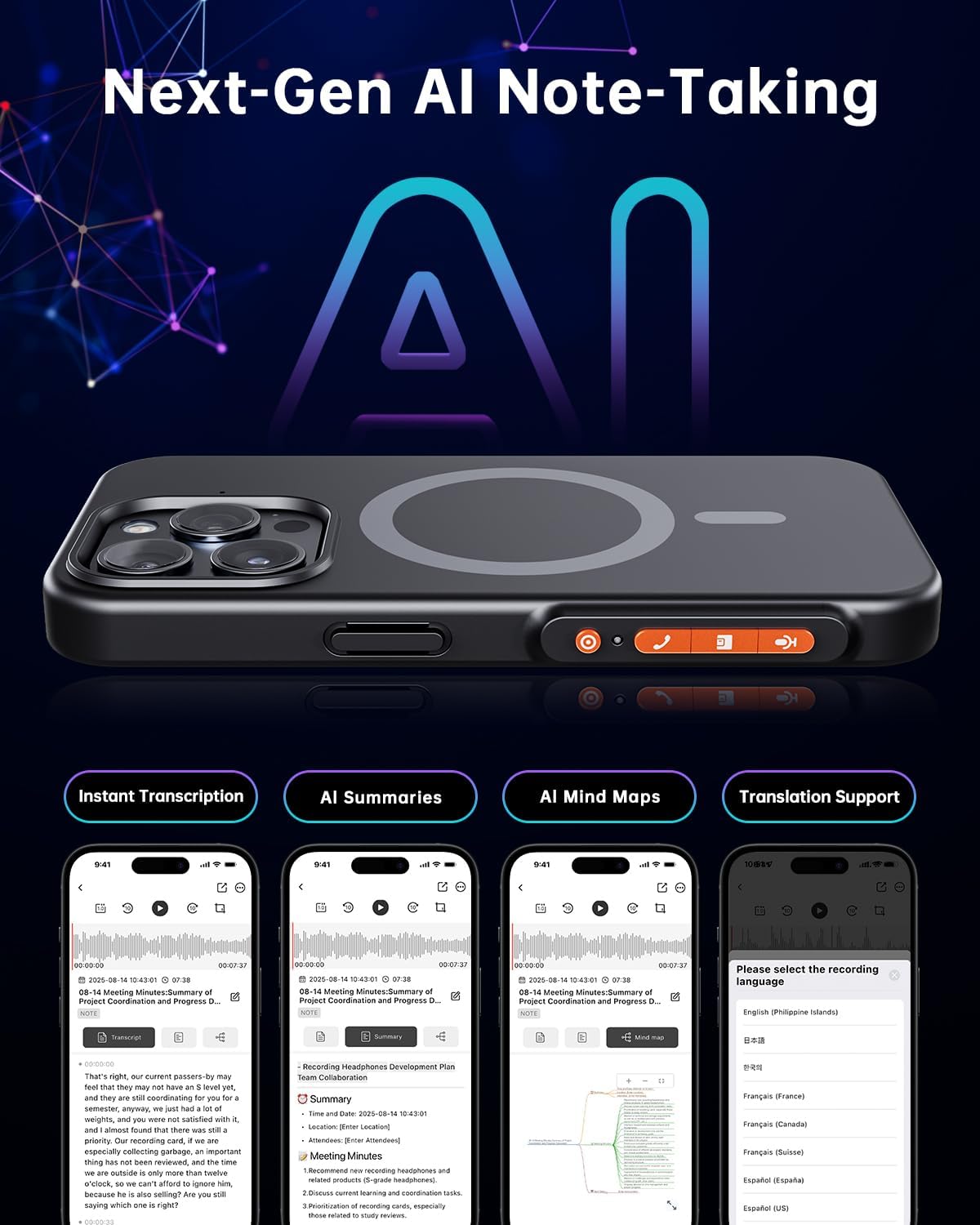 Yorlu AI Voice Recorder, AI Recorder Phone Case wi... - Image 3