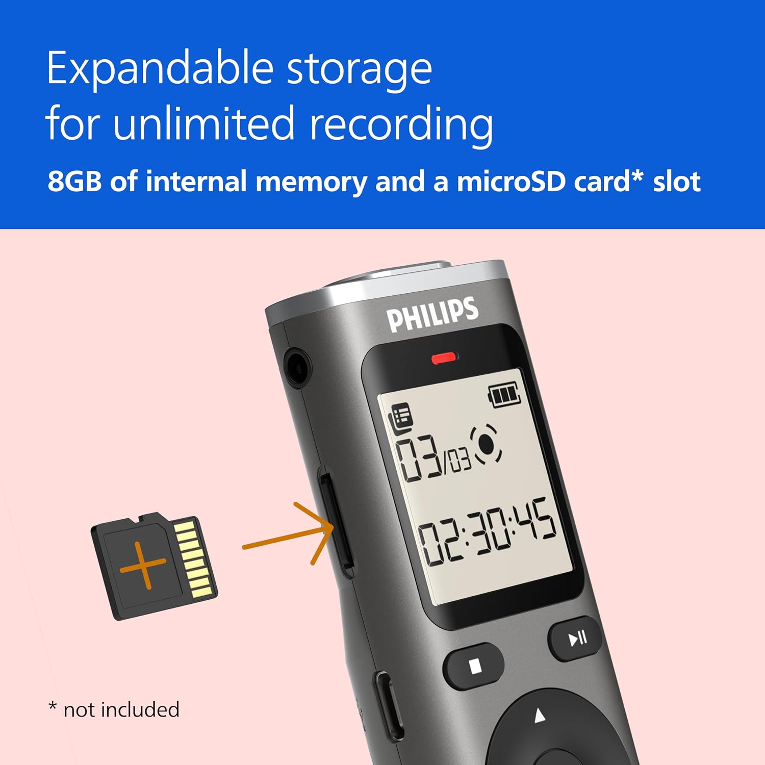 Philips DVT1170 VoiceTracer, Audio Recorder, 8GB, ... - Image 8