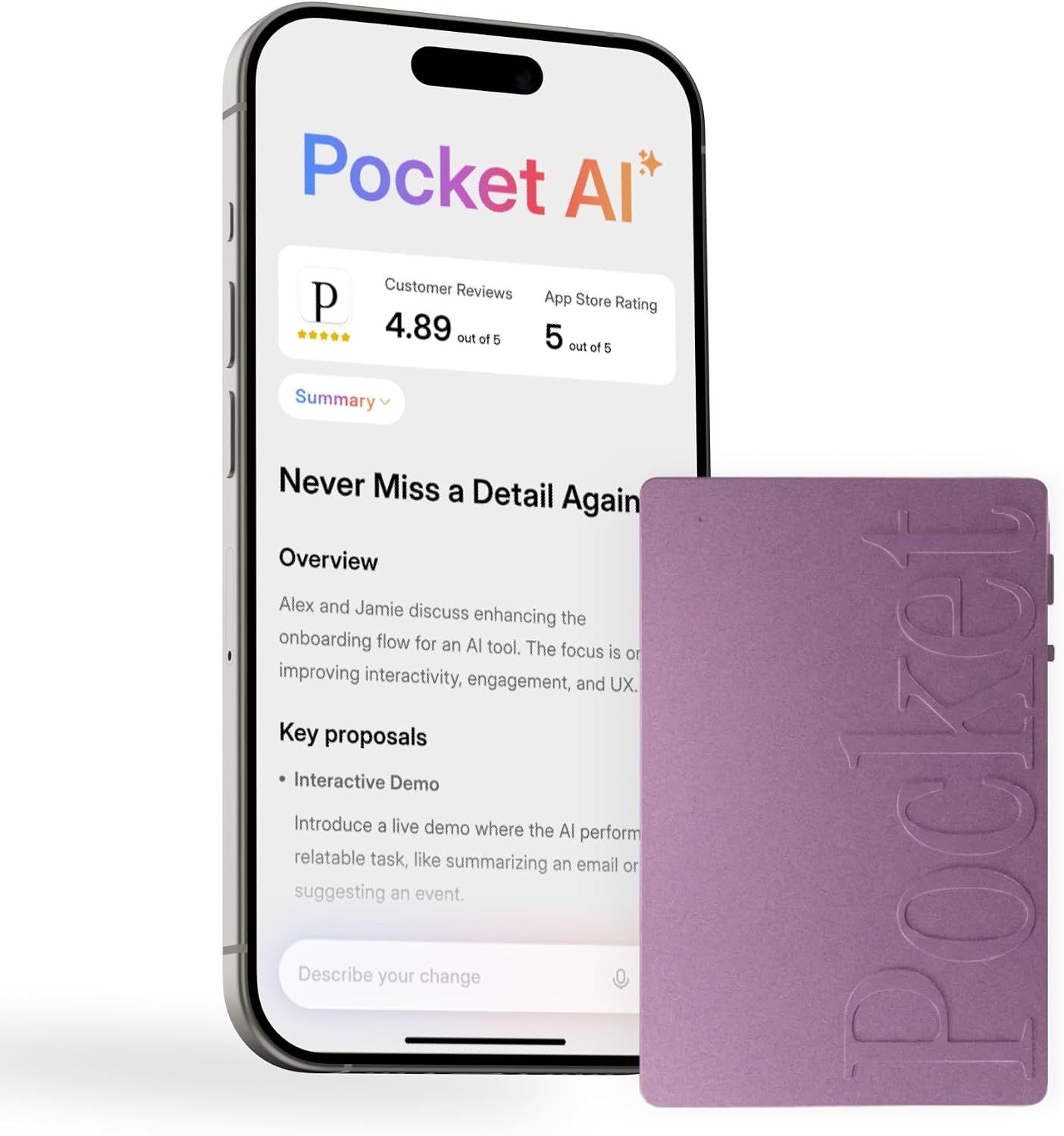 Pocket AI Voice Recorder, Auto Transcription, AI N... - Image 2