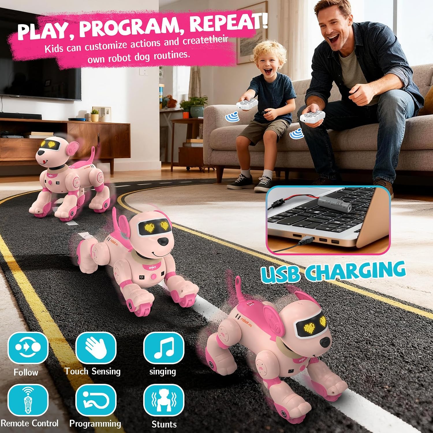 Robot Dog for Kids, Programmable RC Puppy Toy with... - Image 4